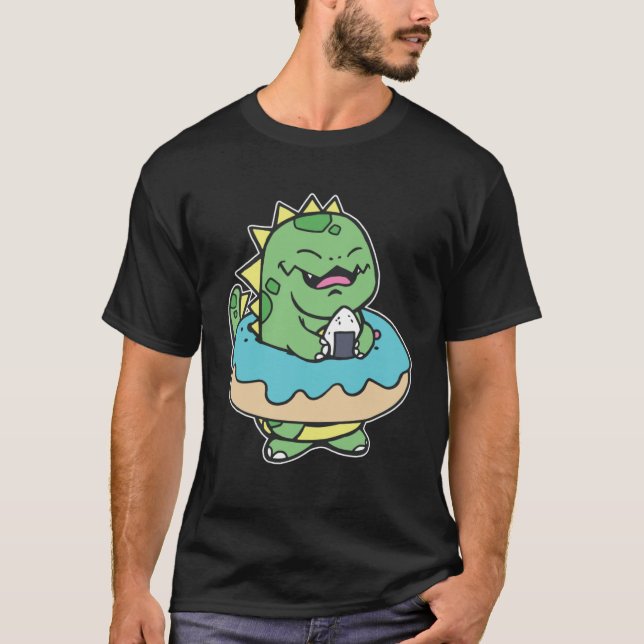Knubbig Kid Dinosaur Donut Sweet Pastry Swimming S T Shirt (Framsida)