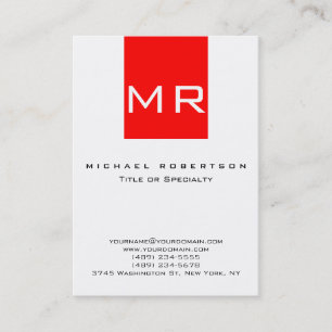 Knubbig Large Monogram White Red Affärskort Visitkort