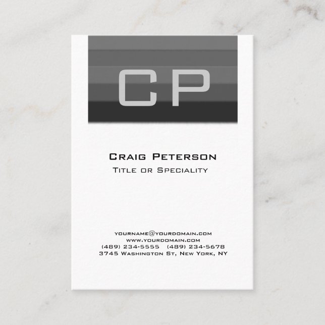 Knubbig Lodrät Svartvit monogram Affärskort Visitkort (Framsida)