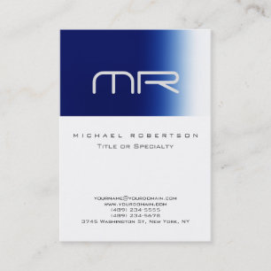 Knubbig Modern Monogram White Blue-Affärskort Visitkort