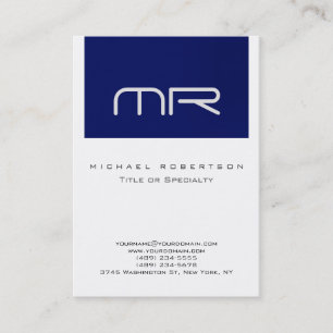 Knubbig Modern Monogram White Blue-Affärskort Visitkort
