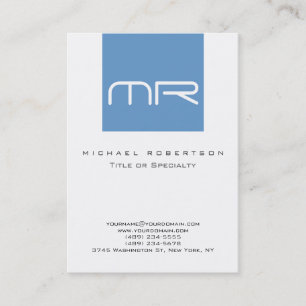 Knubbig Modern Monogram White Blue-Affärskort Visitkort