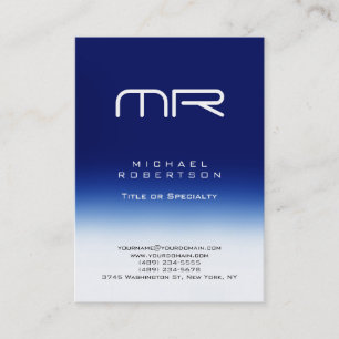 Knubbig Modern Monogram White Blue-Affärskort Visitkort