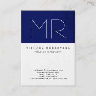Knubbig Modern Monogram White Blue-Affärskort Visitkort