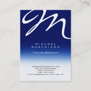 Knubbig Modern Monogram White Blue-Affärskort Visitkort