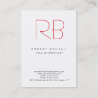 Knubbig Modern Monogram White Red-Affärskort