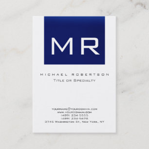 Knubbig Monogram Blue White Clean Affärskort Visitkort