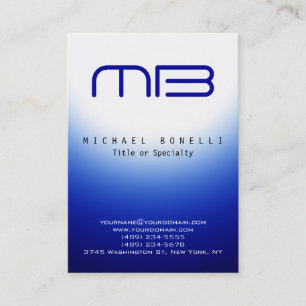 Knubbig Monogram Blue White Clean Affärskort Visitkort