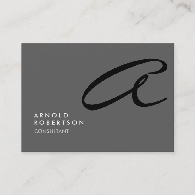 Knubbig Monogram Plain Grått Trendig Affärskort Visitkort (Framsida)