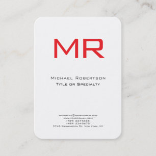 Knubbig Monogram Red White Minimalist Visitkort