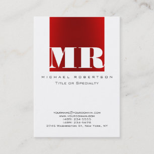 Knubbig Monogram Vit Mörk Röd Affärskort Visitkort