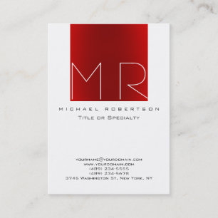 Knubbig Monogram White Red Affärskort Visitkort