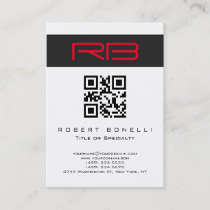 Knubbig Monogram White Red QR-kod Visitkort