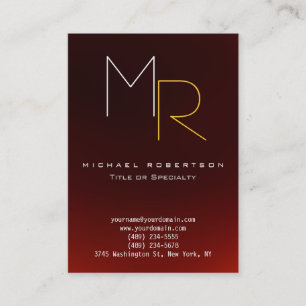 Knubbig Mörk Red Monogram Plain Affärskort Visitkort
