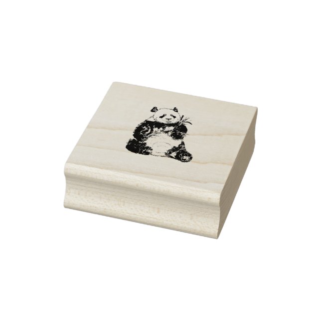 Knubbig Panda Bear med Bamboo Stämpel (Stämpel)