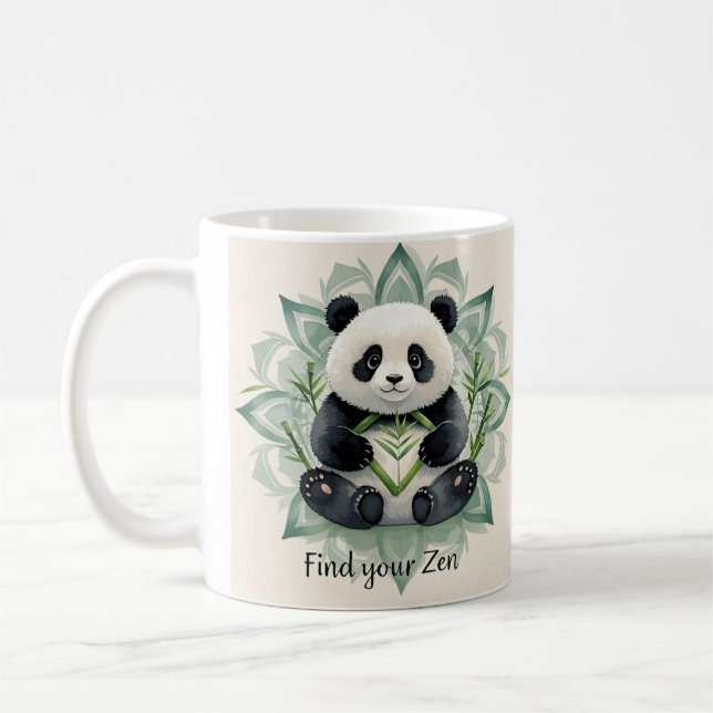 Knubbig panda sitta i en lotus pose Zen Kaffemugg (Vänster)