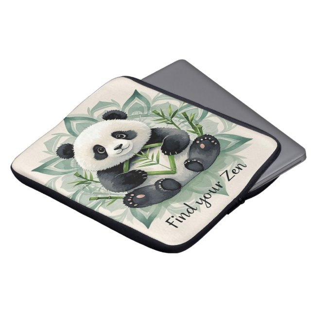Knubbig panda sitta i en lotus pose Zen Laptop Fodral (Framsida topp)