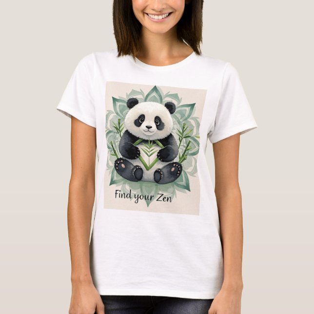 Knubbig panda sitta i en lotus pose Zen T Shirt (Framsida)