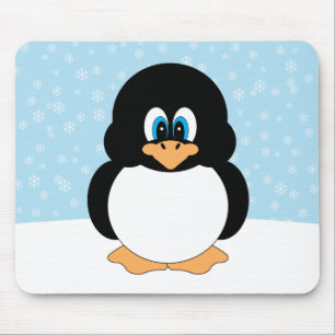 Knubbig pingvin med snöflingor Mousepad Musmatta