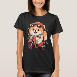 Knubbig Pommern Hund Riding a Red Scooter T Shirt