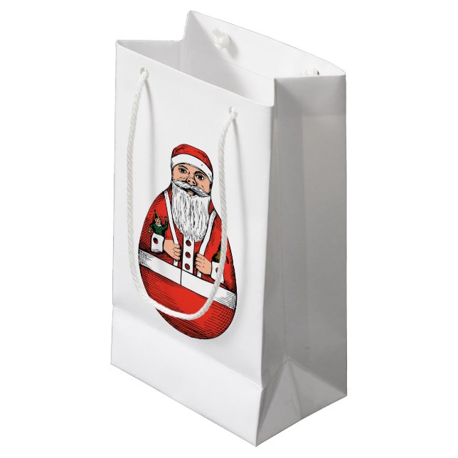 Knubbig Rolly Polly Santa Small Gift Bag (Framsidan Vinklad)