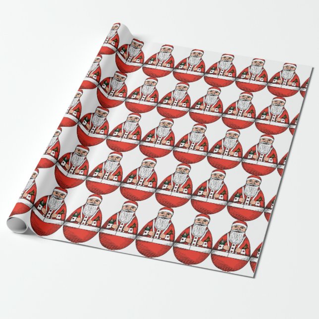 Knubbig Rolly Polly Santa Wrapping Papper Presentpapper (Utrullad)