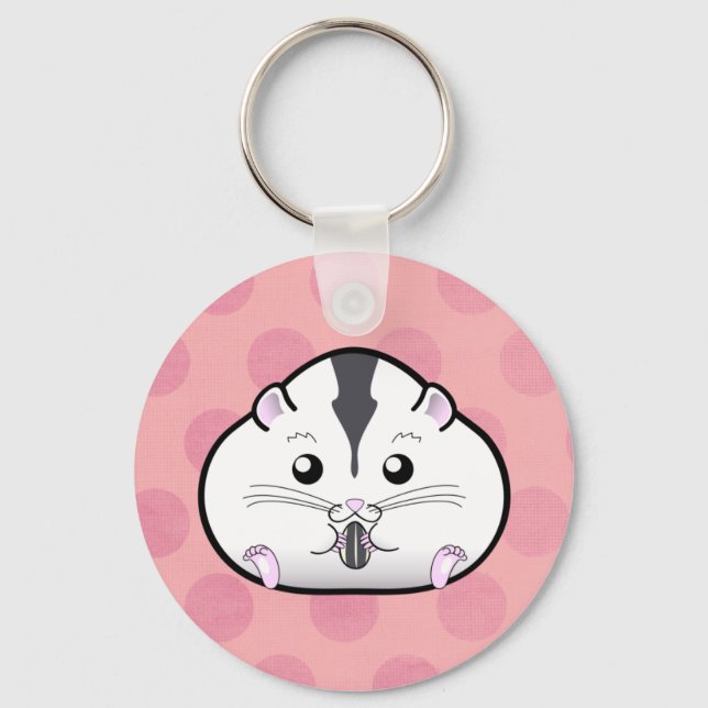 Knubbig Semi White Russian Dwarf Hamster Nyckelring (Framsida)