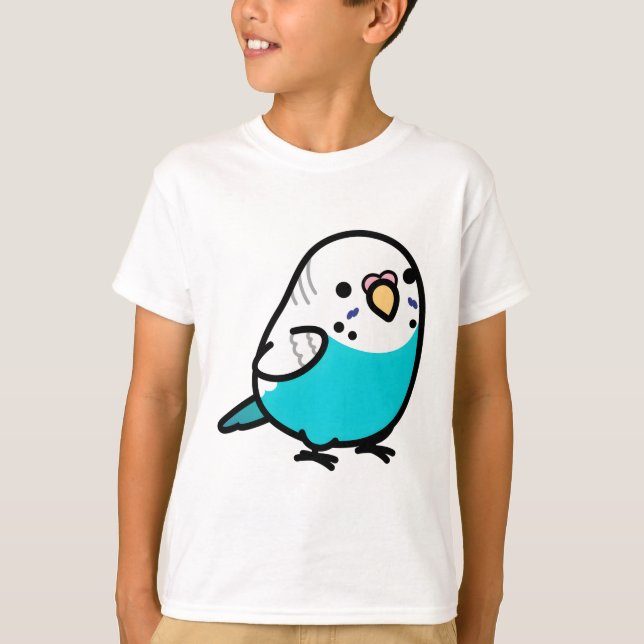 Knubbig Skyblue Budgie T Shirt (Framsida)