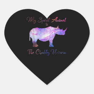 Knubbig Unicorn Rhino Funny Cute Adverse Animal Hjärtformat Klistermärke