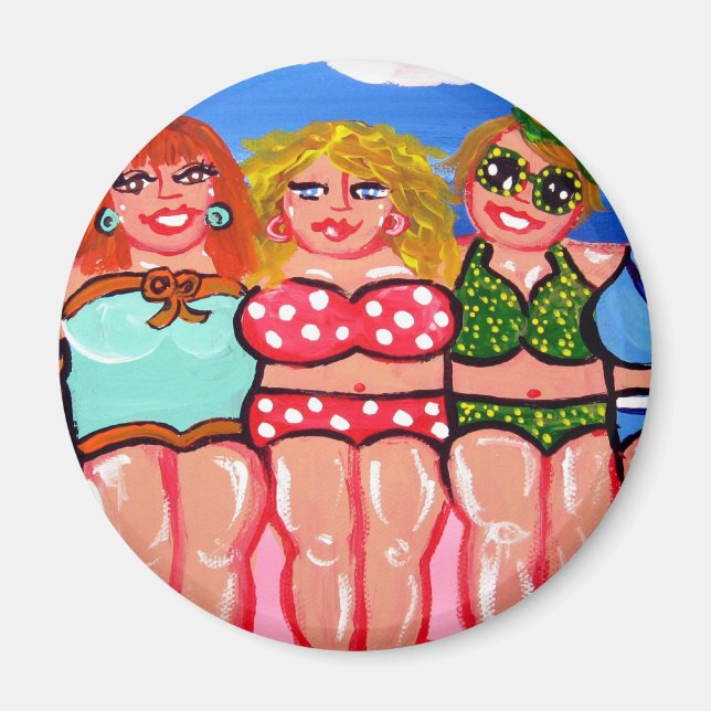 Knubbiget Beach Divas Friends Magnet (Framsidan)