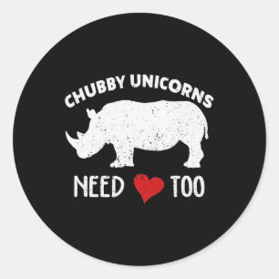 Knubbiget Unicorns behöver Kärlek to Rhino Rhinoce Runt Klistermärke