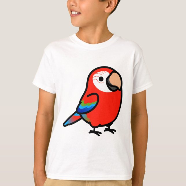 Knubbigets Grönt-vingade Macaw T Shirt (Framsida)