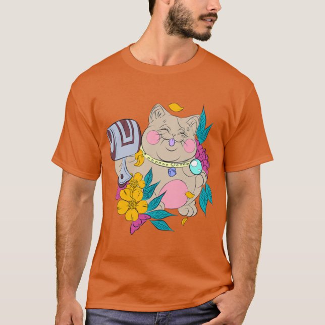 knubbigets lyckliga katt t shirt (Framsida)