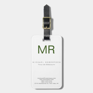 Knubbigets moderna monogramvita Grönt Bagagebricka