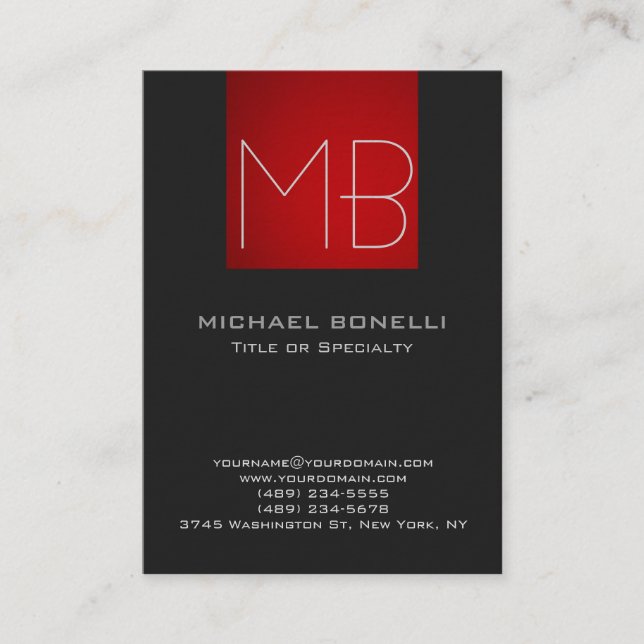 Knubbigets moderna röda grått-affärskort visitkort (Framsida)