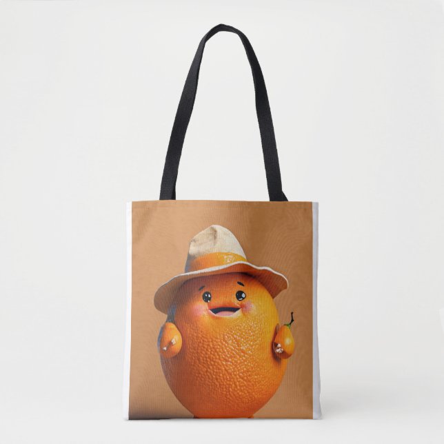 "Knubbigets Orange med Hat Design Pillow - Roligt  Tygkasse (Framsida)