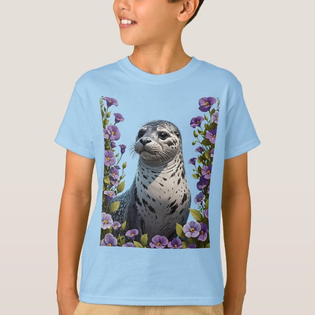 Knubbsäl kustdäggdjur omgiven av Viola T Shirt (Framsida)