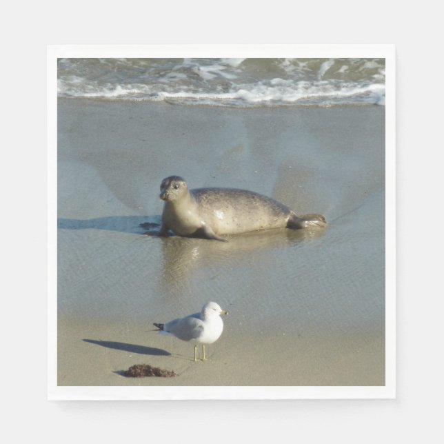 Knubbsäl vid La Jolla Kalifornien Pappersservett (Framsidan)