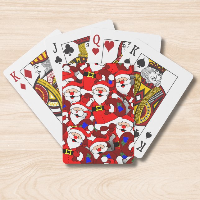 Knuckig jultomte Modern Whimsical Santa Collage Casinokort (Skapare uppladdad)