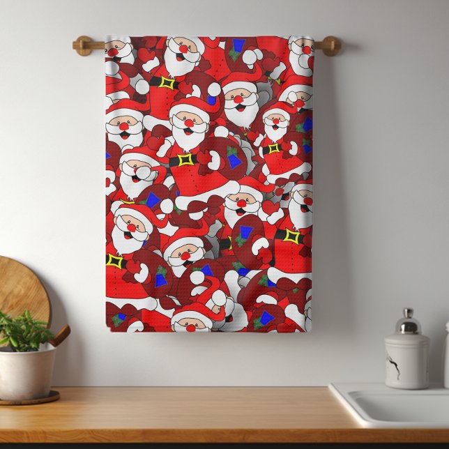 Knuckig jultomte Modern Whimsical Santa Collage Kökshandduk (Skapare uppladdad)