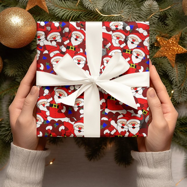 Knuckig jultomte Modern Whimsical Santa Collage Presentpapper (Skapare uppladdad)