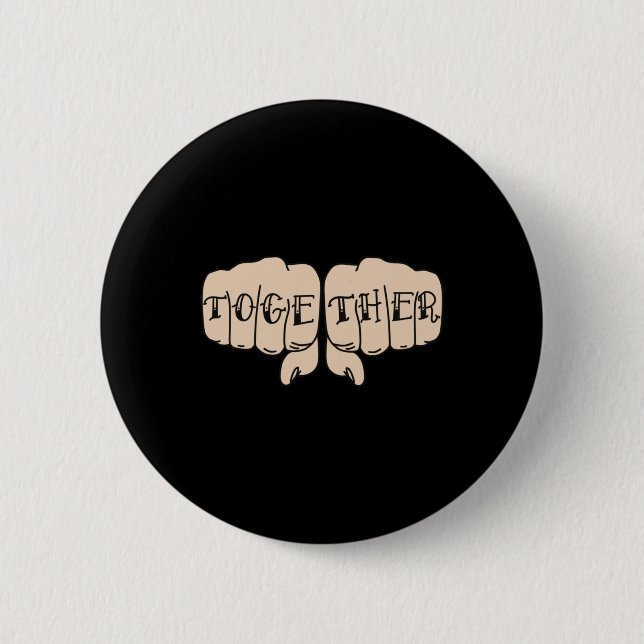 Knuckle Tattoo Fist Sticker - Together Sticker Knapp (Framsida)