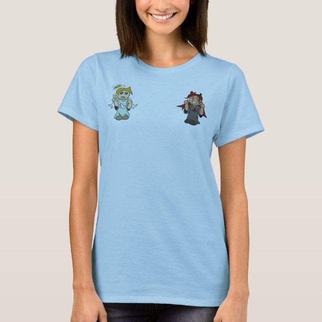 Knuffa den ängel-/djävulenskjortan tee (Framsida)