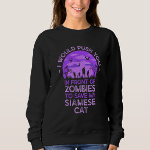 Knuffa Dig I Zombie För Att Rädda Min Siamkat Häft T Shirt