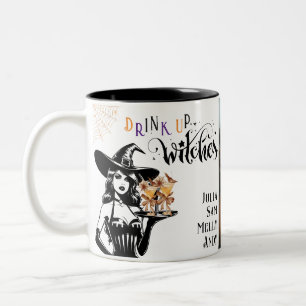 Knuffa upp Witches Halloween Helgdag Gift Två-Tonad Mugg