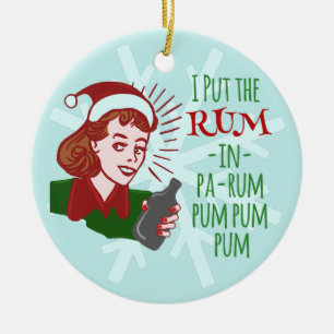 Knuj Helgdag för julretro Rum Drinking Woman Julgransprydnad Keramik