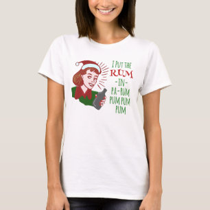 Knuj Helgdag för julretro Rum Drinking Woman T-shirt