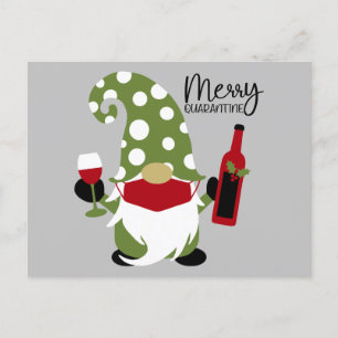 Knuj Jul Gnome Drinking Vin Helg Vykort