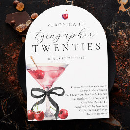 Knutar Min Tjugoårsålder Cherry Martini 30-årsfira Inbjudningar