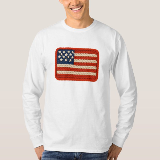 Knutelåvad Garn USA flagga Artwork T Shirt (Framsida)